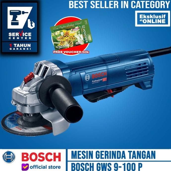 Bosch Mesin Gerinda Tangan GWS 9-100 P 4 Inch Angle Grinder GWS9-100P belanjate77