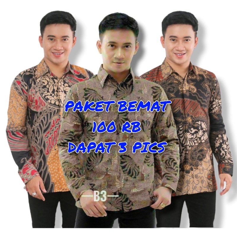 PAKET HEMAT KEMJA BATIK PRIA 100 RB DAPAT 3 PICS M.L.XL