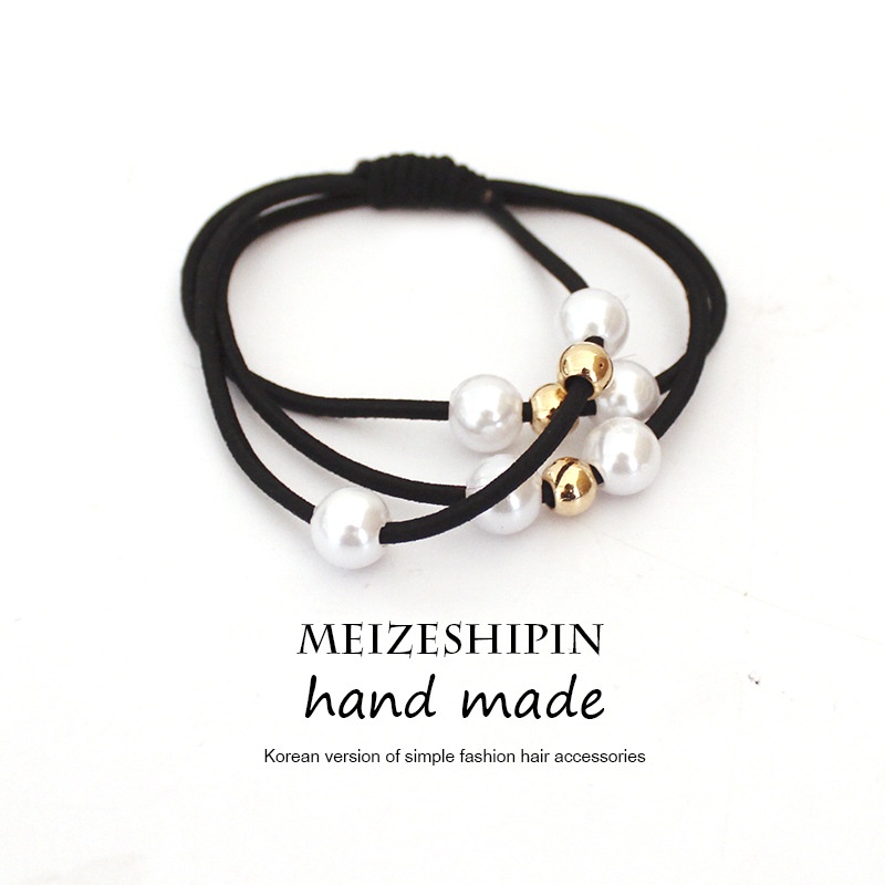 aksesoris rambut mode B0021 Ladies Pearl Two Tone Rubber Headband