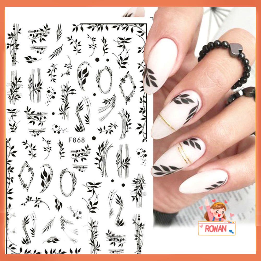 R-flower Nail Sticker Back Lem Decals Bunga Nail Art Dekorasi Daun