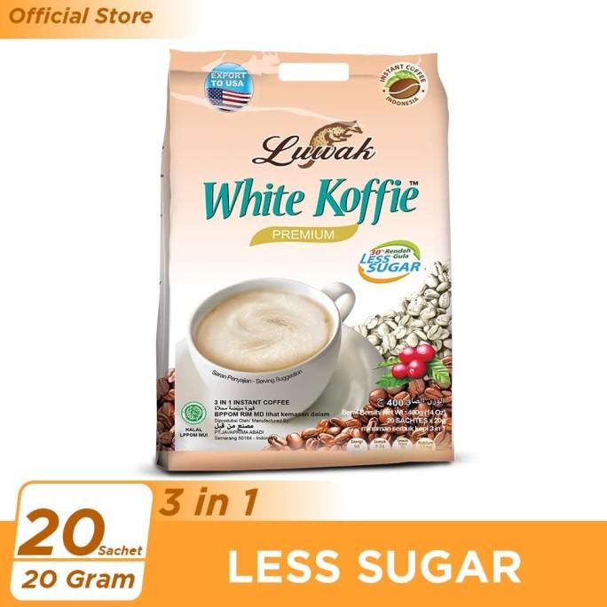 

[BISA COD] Kopi Luwak White Koffie Less Sugar Bag 20x20gr