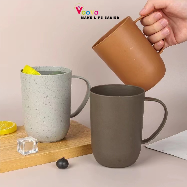 VOOVA Cangkir Serat Pinus/Dengan Cup Pegangan/Cangkir Air/Mug Teh/Cangkir Minuman Dingin/Glaases Min