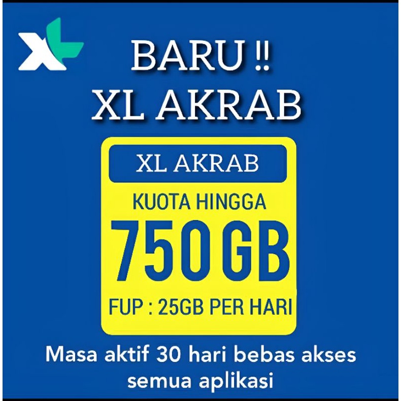 PAKET DATA XL TERMURAH 750 GB 1 BULAN 25 GB PERHARI XL AKRAB