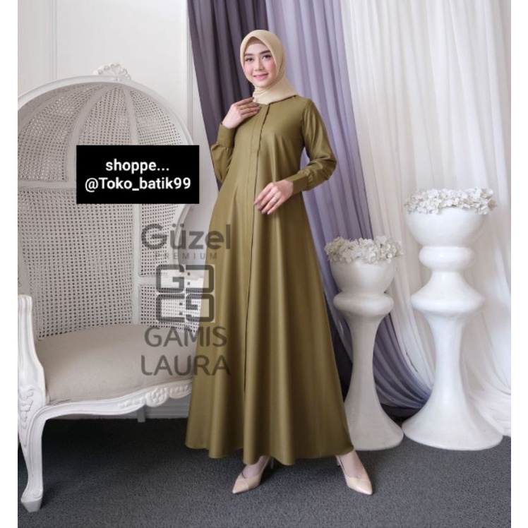 gamis laura  guzel kualitas premium ready size standar dan jumbo