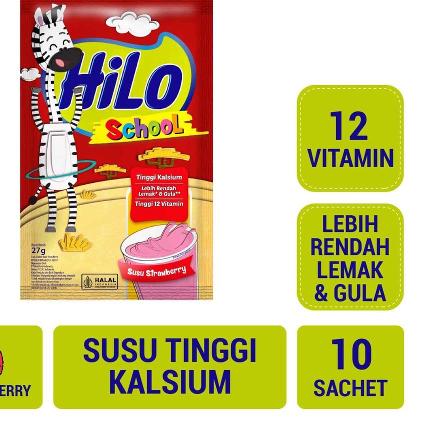 

RR4✣ HiLo School Susu Strawberry 10 Sachet - Susu Tinggi Kalsium Lebih Rendah Gula Kirim Langsung