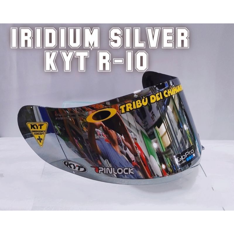 Kaca helm full face flat visor iridium silver gold buat helm  kyt rc-7/kyt r10/k2r/mds viktory