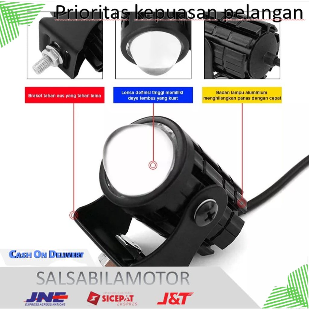Lampu Tembak Laser Led Mini 2 Warna Lampu Tembak Sorot Foglamp Mini D2 Laser Gun Putih Kuning Free S