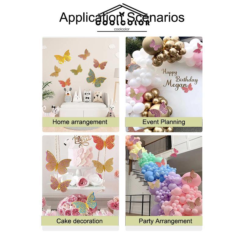 COD❤️Cake Topper Kue Kertas Lapisan Ganda Kupu-kupu Set Dekorasi Dekorasi Ornamen Ulang Tahun- cl