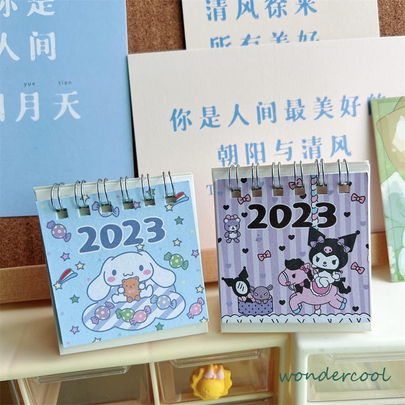 Kalender Meja Mini 2023  Lucu Vertikal  Anjing Kuromi Cinnamoroll  Kalender Kecil-Won