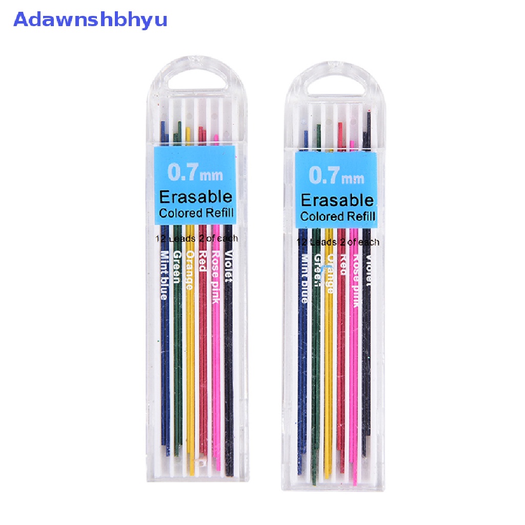 Adhyu 1kotak Refill Pensil Mekanik Berwarna 0.7mm Dapat Dihapus Siswa Stationary ID