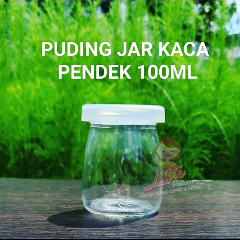 Botol Jar Kaca 100ml pudding pendek - Jar toples kaca selai kue susu