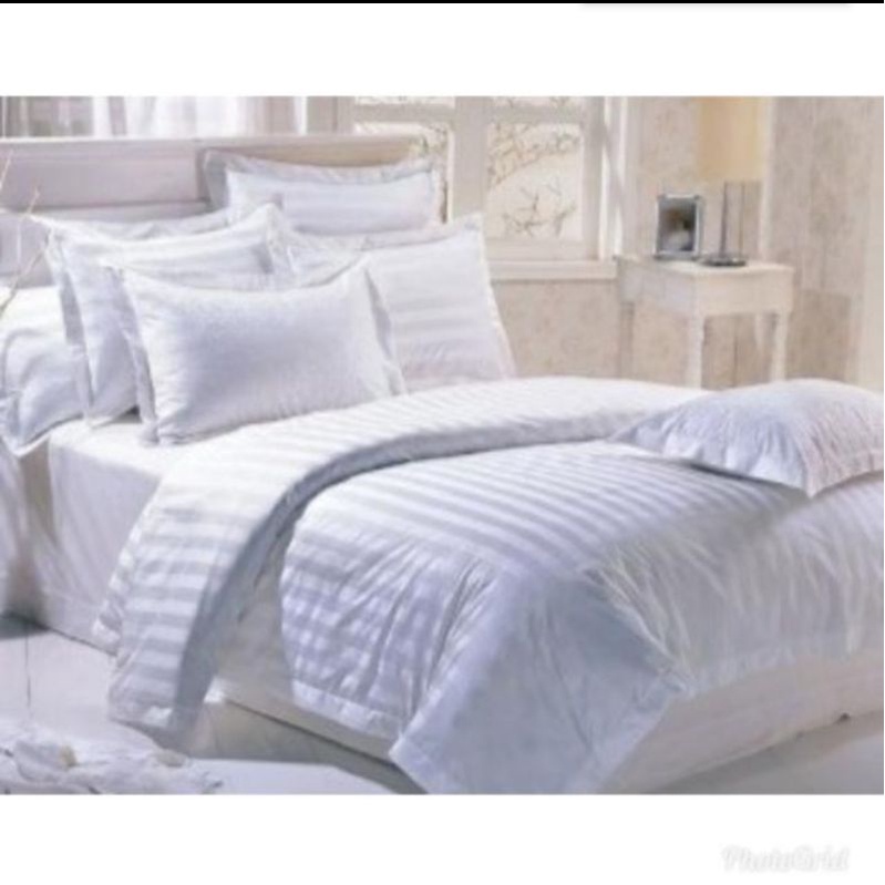 Sprei TC300 / Sprei Kingkoil I Sprei Hotel I Sprei Dobby I Sprei Salur Putih Import Untuk Hotel