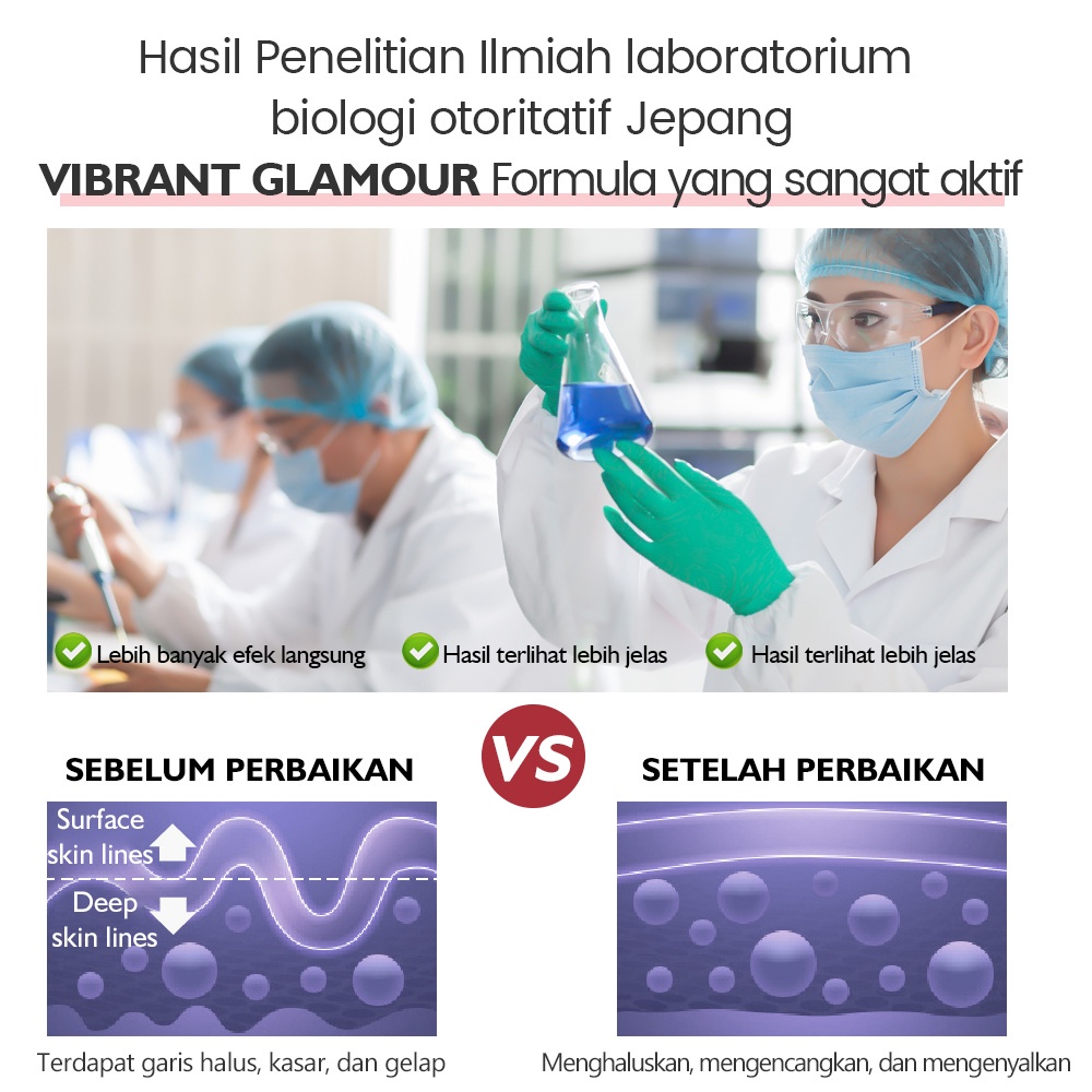 VIBRANT GLAMOUR Retinol Eye Cream Untuk Mengurangi Garis Halus dan Kantong Mata Pemutih Pelembab Anti Penuaan Perawatan Mata