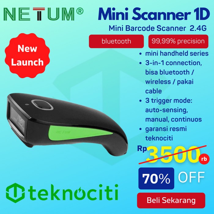 Netum Mini Wireless Bluetooth Barcode Scanner Handheld 1D