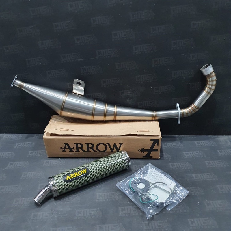 Knalpot Racing Arrow Full System SS Yamaha 125Z Model Samping Original