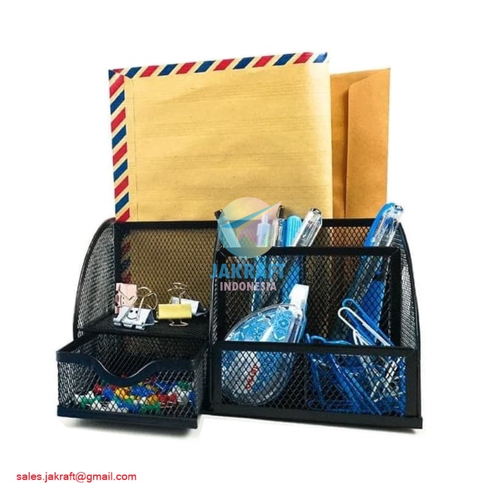 

EKSLUSIF Desk Set JOYKO DS-22 Tempat Alat Tulis Pensil Meja Jaring Besi Lengkap Code 5189