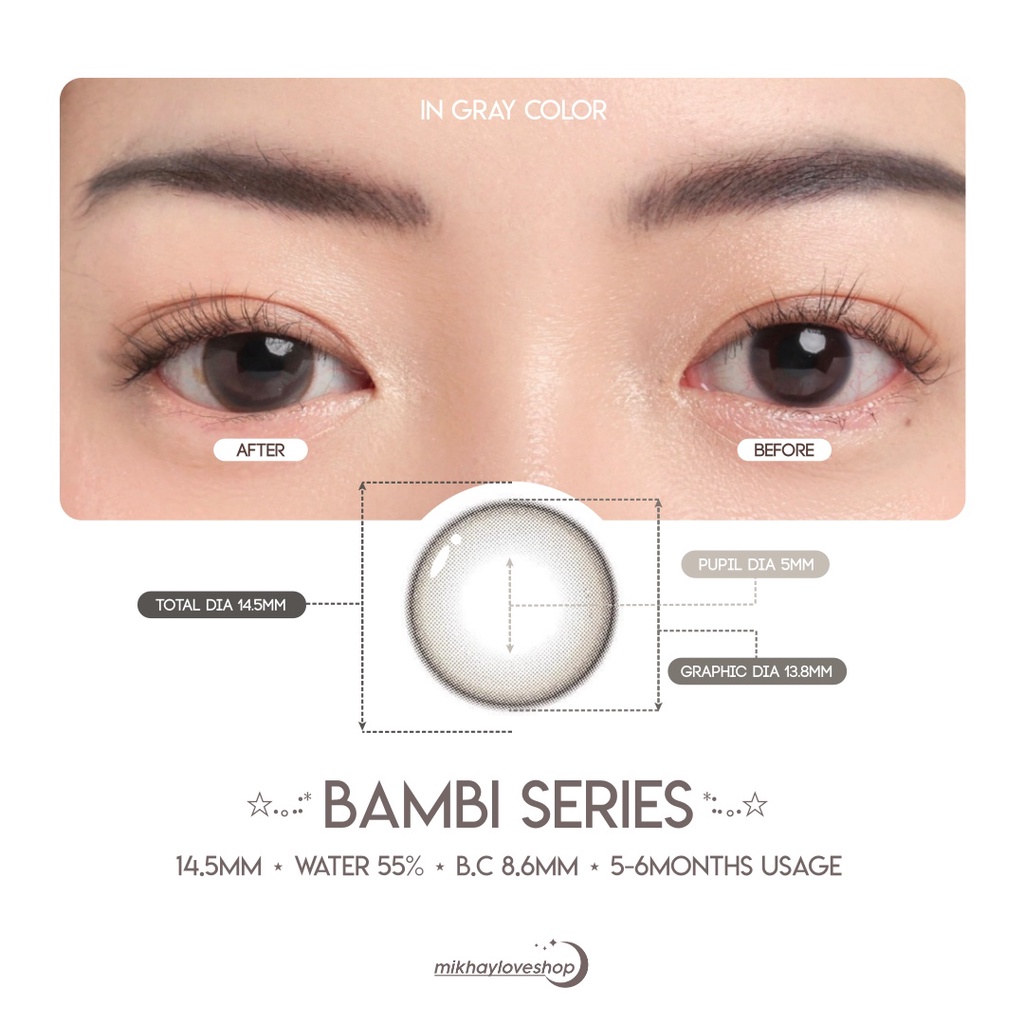 MIKHAYLOVESHOP Softlens Bambi Gray (Grey) | Kittykawaii