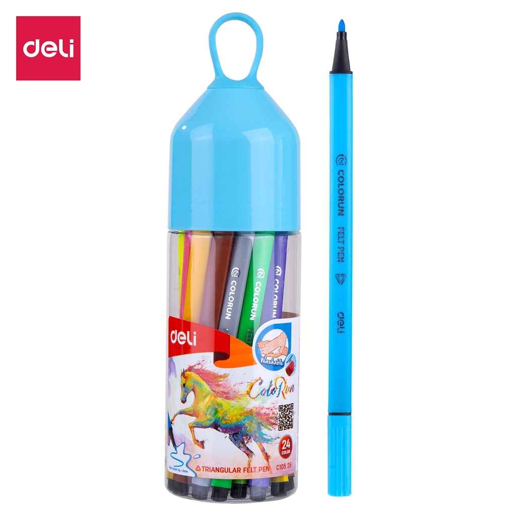 

Spidol DELI Triangular Felt Pen Colorun 24 Warna - C10526