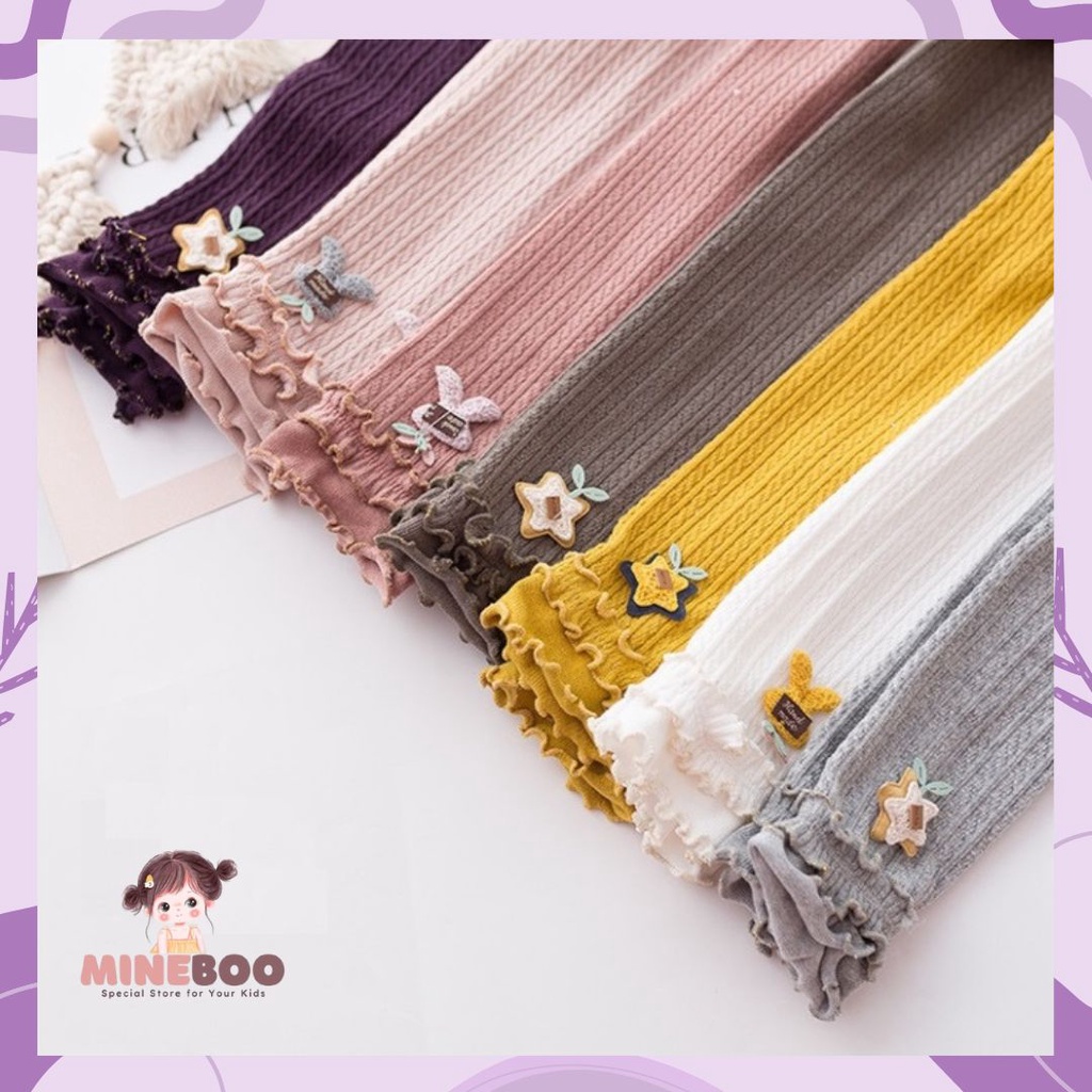 mineboo - Legging starxingxing 303 Anak Perempuan Import Rajut Motif Ruffle