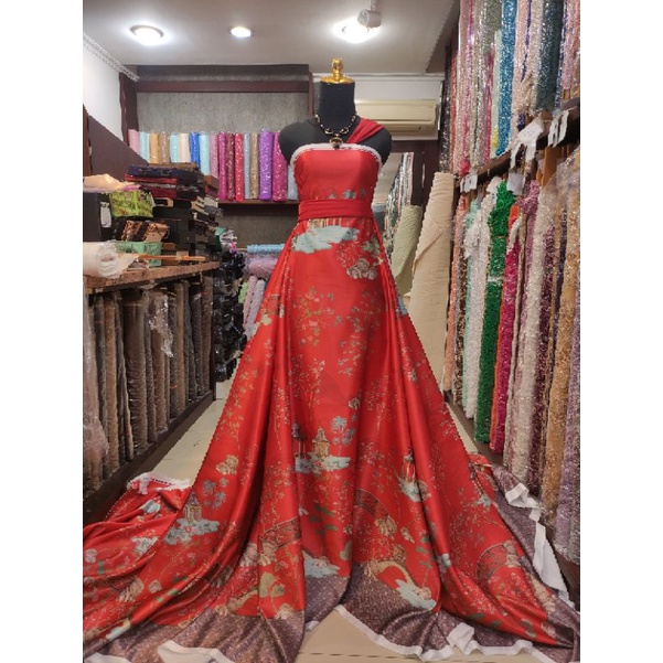 Kain Cheongsam Chongsam Premium Valentino Bridal Merah