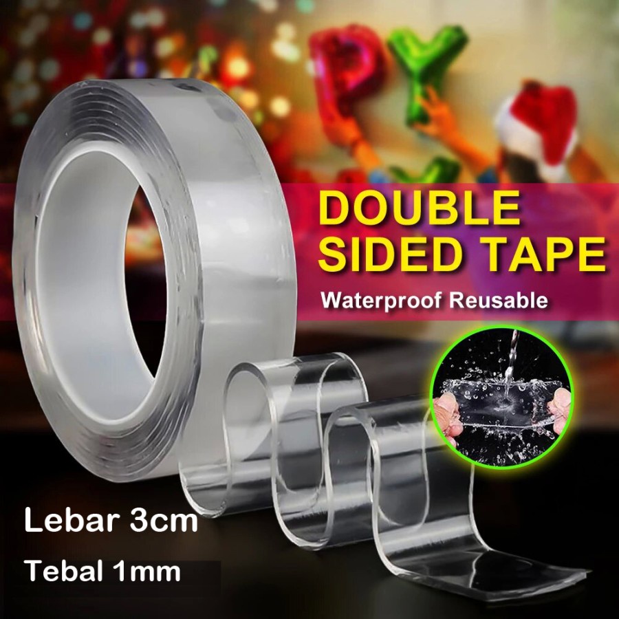 

Solatip Ajaib Dobel Tip Lebar 3cm 30mm Nano Double Tape Bening