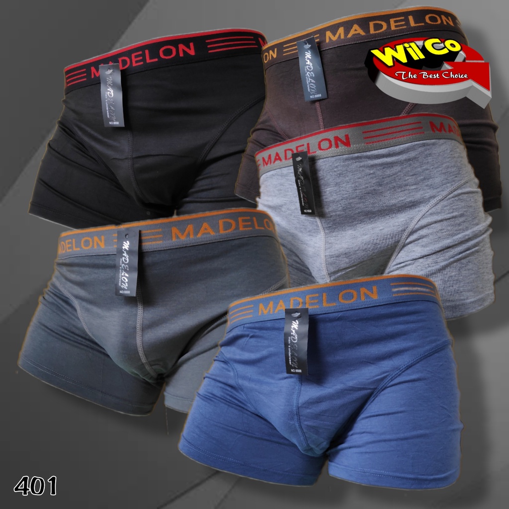 K401L - (HARGA LUSINAN 12Pcs) CELANA DALAM BOXER PRIA IMPORT MADELON SIZE M - XL