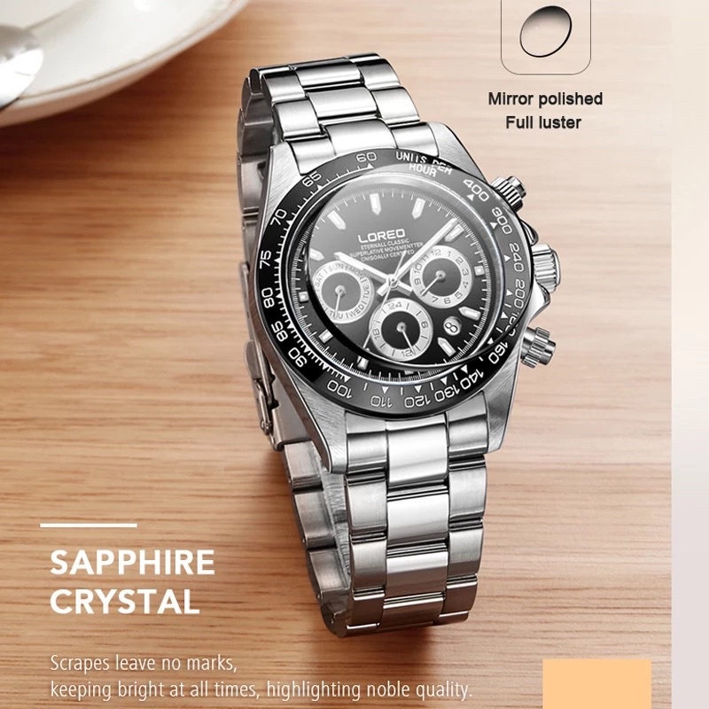 Loreo Daytona Homage Automatic Ceramic Bezel Kaca Safir Tahan Air 200M