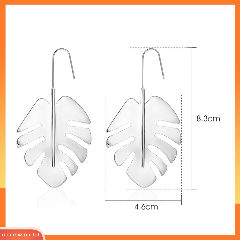 [WONE] Wanita Berongga Besar Daun Pisang Raja Panjang Menjuntai Alloy Ear Hook Earrings Perhiasan Hadiah