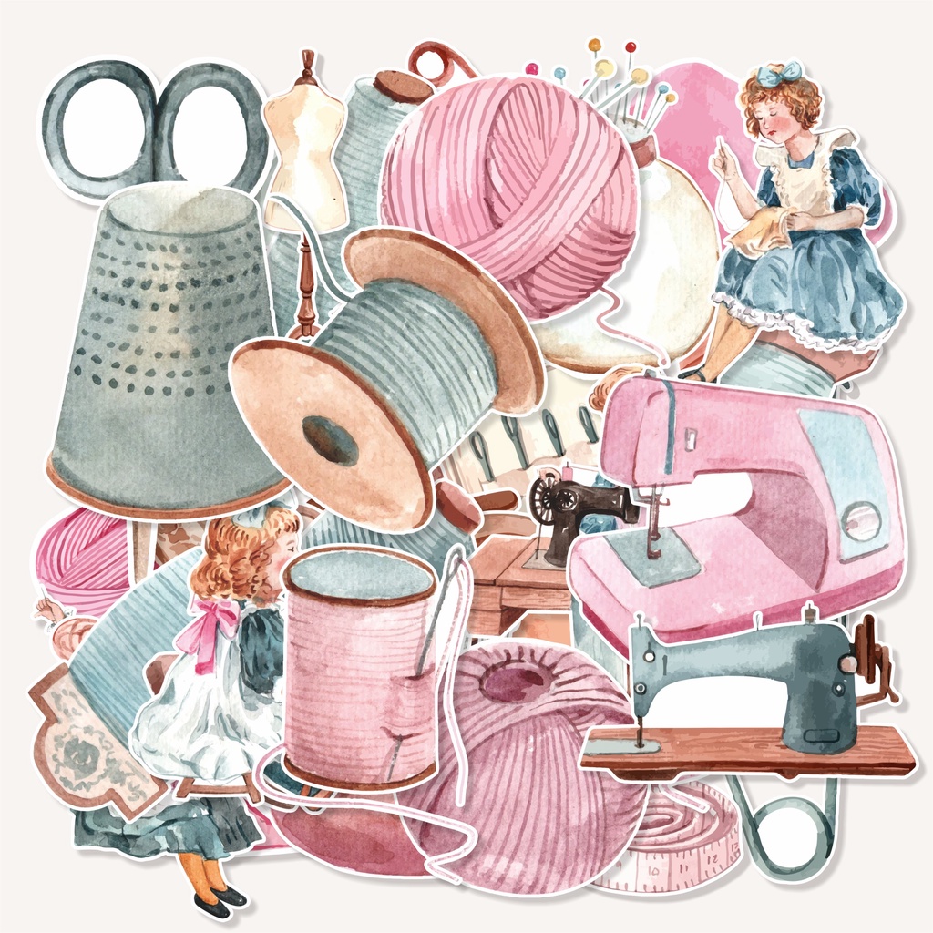 

( 50 pcs ) Random mini stiker/murah/bisa cutting/biasa dan waterproff/SEWING-watercolor