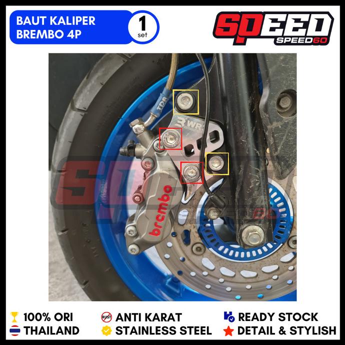 Probolt Baut Breket Kaliper Brembo 4P Depan XMAX King Nut Thailand