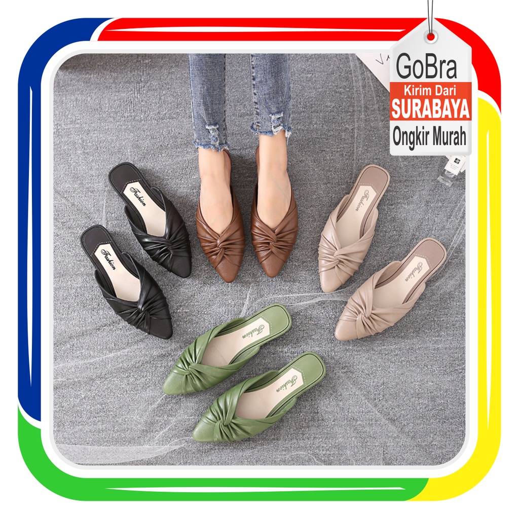 Gobra ♕ SA027 Sandal Wanita Kekinian Trend Flat Kasual Fashion Import Sendal Wanita