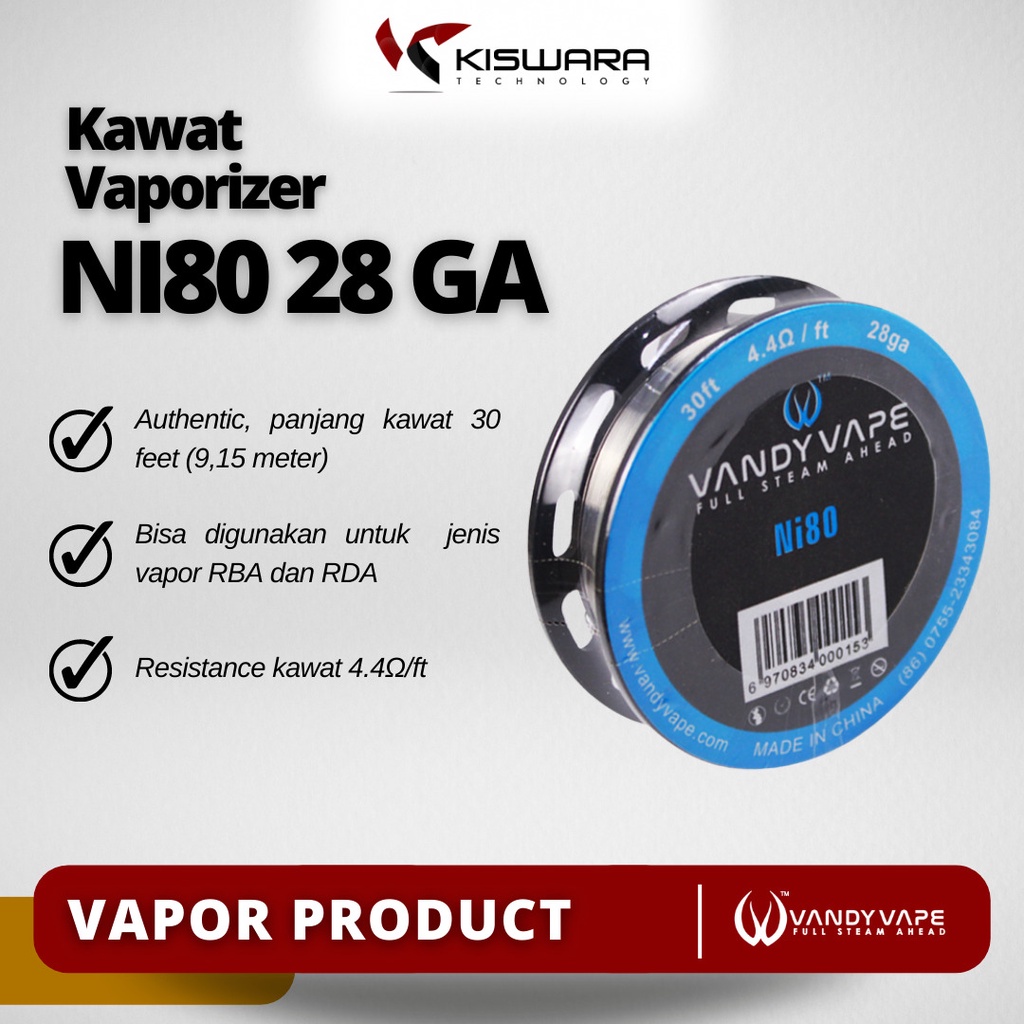 Vandy Vape Fused Clapton Wire Ni80 28AWG - 35AWG 10 Feet [4,6 Meter]