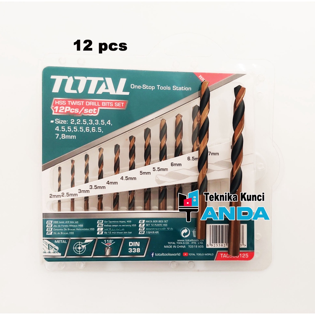 Mata Bor Set Hss total 12 pcs - Bor Besi set - Bor besi hss