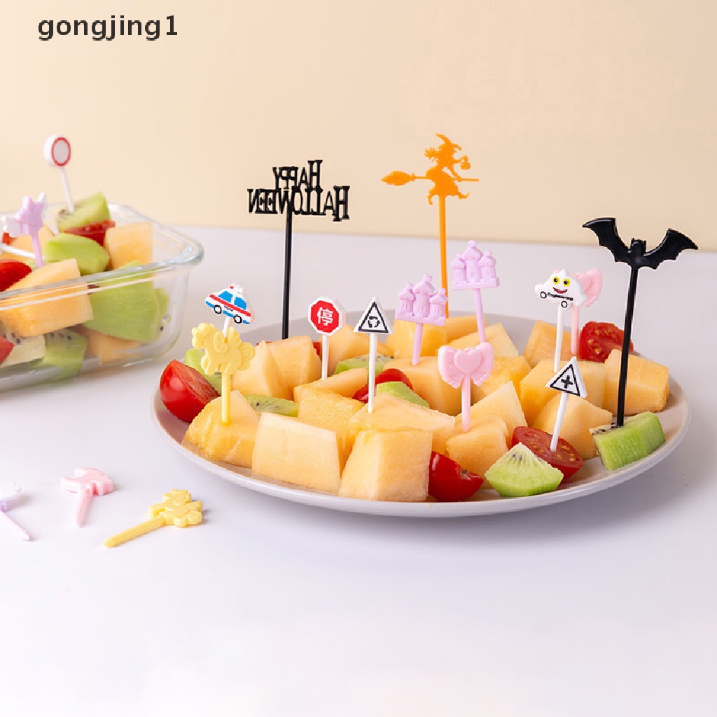 Ggg 6/8 /10pcs Garpu Buah Kastil Mobil Kartun Dessert Bento Dekorasi Pesta ID