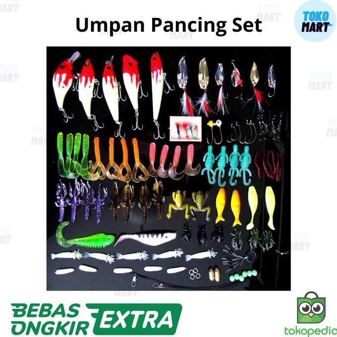 Umpan Pancing Ikan besar Fishing Soft Lure Laut Set Lengkap Termurah