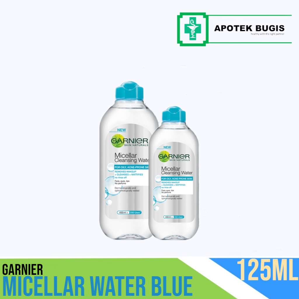 Garnier Micellar Water Blue - Single 125ml Skincare Pembersih Wajah &amp; Makeup Kulit Berminyak