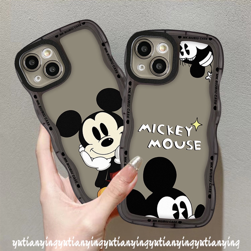 Casing Kartun Mickey Mouse Oppo A15 A17K A16 A54 A96 A5s A12 A55 A76 A17 A95 A57 A16s A3s A5 A9 A74 A77 A7 A16K A1k A77s A53 A52 Reno 8 7 7Z 8Z 6 Lembut TPU Wavy Edge Couple Sarung