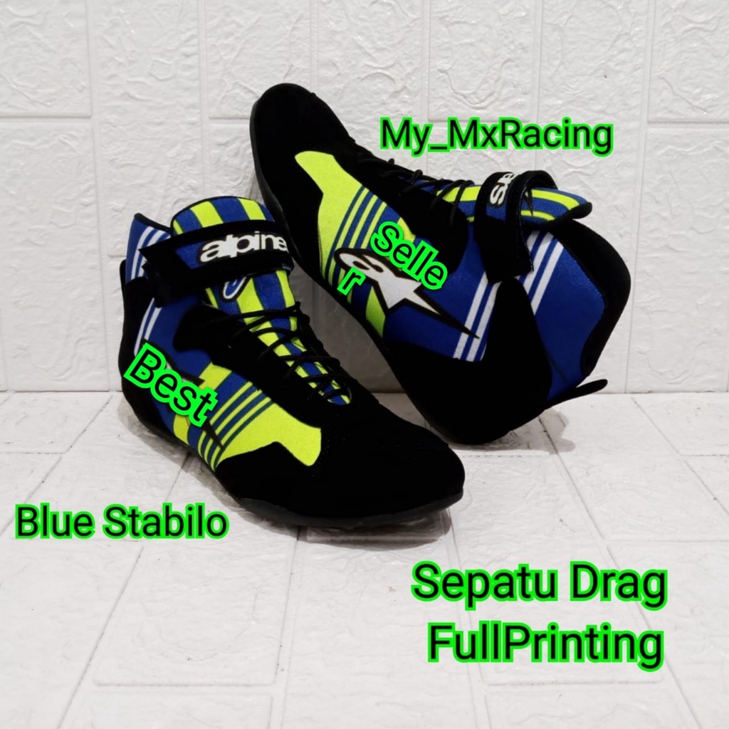 sepatu sunmori sepatu drag touring balap FULLPRINT sepatu  snaker rally slalom terlaris new kualiaty terbaru sepatu keren BLUE STABILO