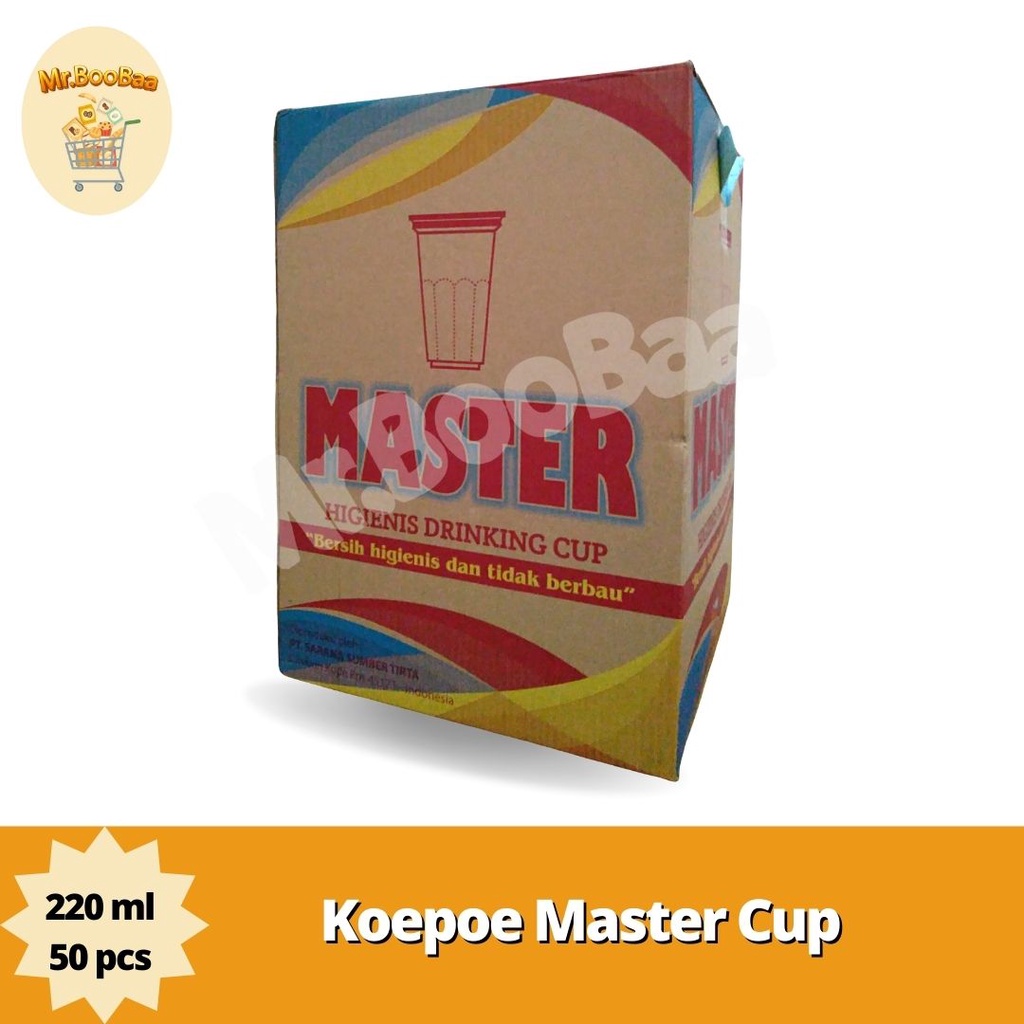MASTER Drinking Cup Gelas Bening Kopi 220 ml - Gelas Plastik Kecil DUS