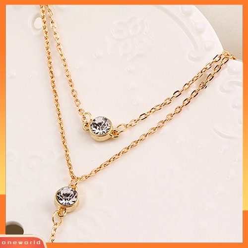 [WONE] Rantai Multilayer Wanita Berlian Imitasi Liontin Choker Kalung Perhiasan Charm