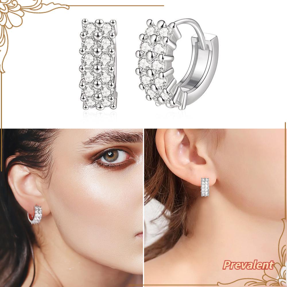 Preva Anting Berlian Perak Wanita Pria Hidung Cincin Cubic Zirconia Huggie Hoop Earring Perhiasan Tubuh Zirkon Mengkilap Gesper Telinga