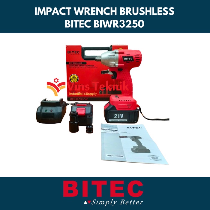 Mesin Pembuka Baut Brushless Impact Wrench Biwr3250 Bitec Biw R3250