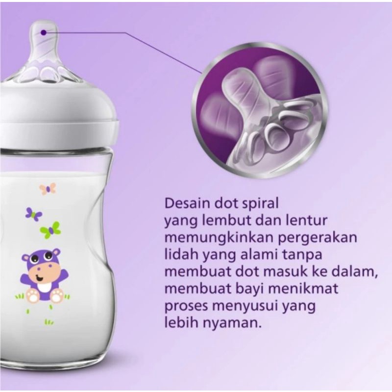 Avent Natural Bottle 260ml 9oz motif