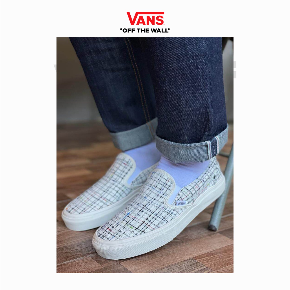 Vans Slip On Classic Woven Plaid Marsmallow White Original 100% BNIB Global Market Guarated Motif Cantik