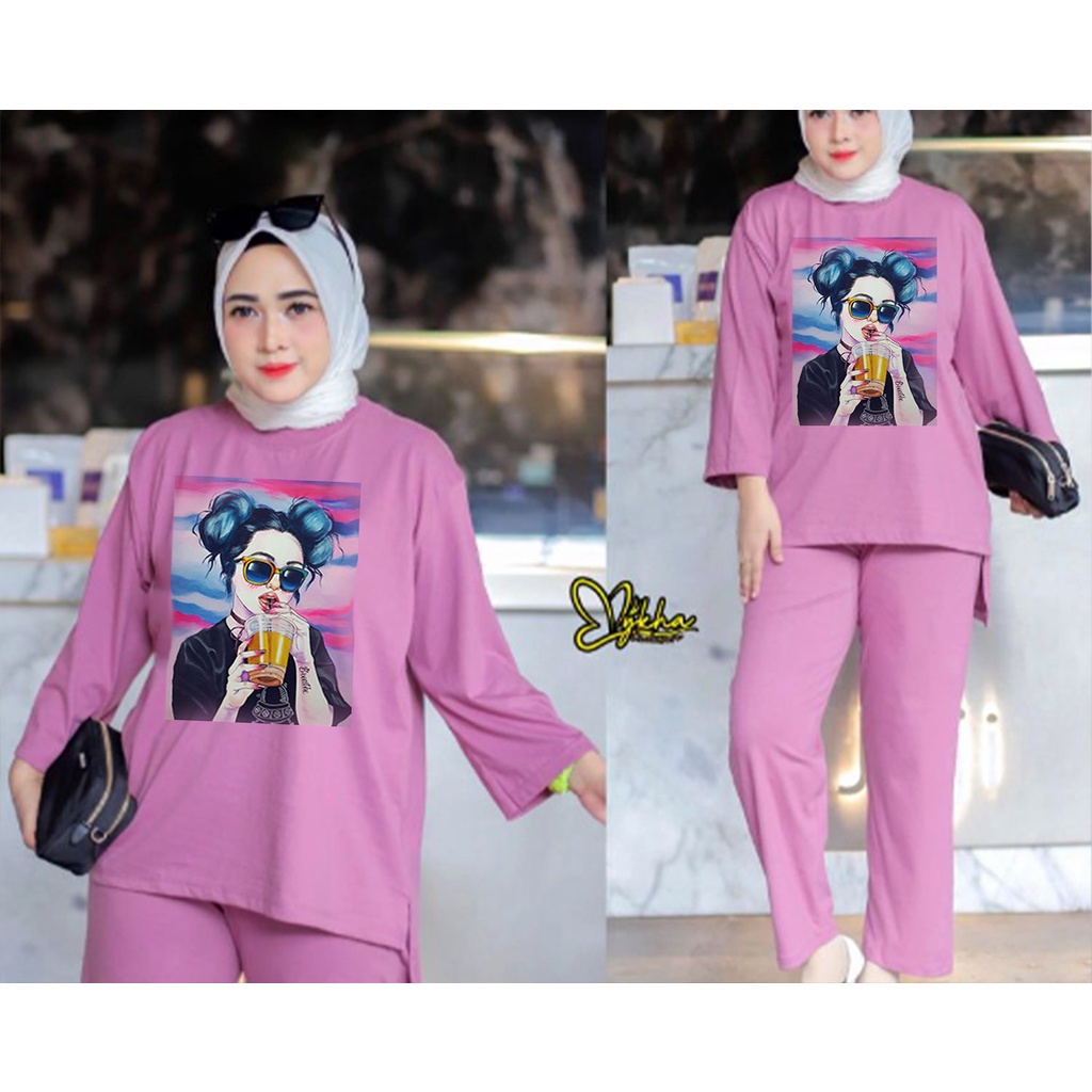 FF SETELAN TUNIK WANITA HIJAB COLABORATION BAHAN BABYTERY IMPORT 02