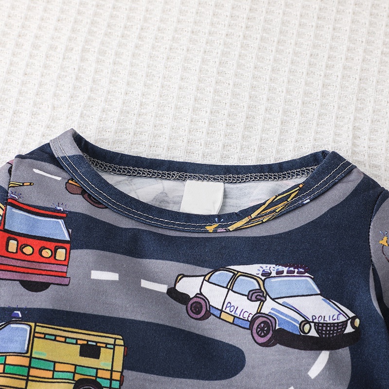 GOOGOO Jumper Anak Laki-Laki Motif Mobil / Jumpsuit Full Print Bahan Nyaman dan Adem