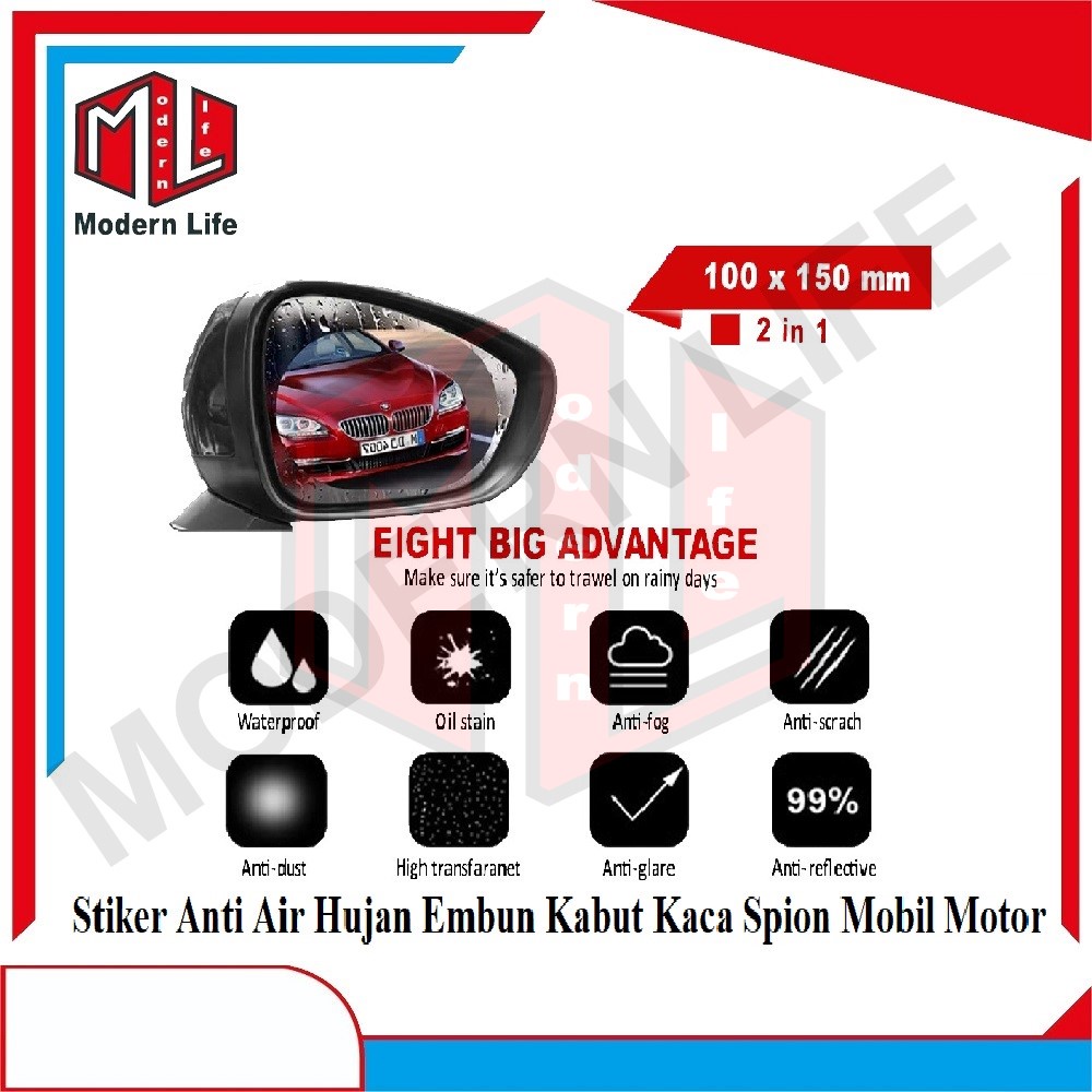 Anti Fog Stiker Anti Air Hujan Embun Kabut Kaca Spion Mobil Motor