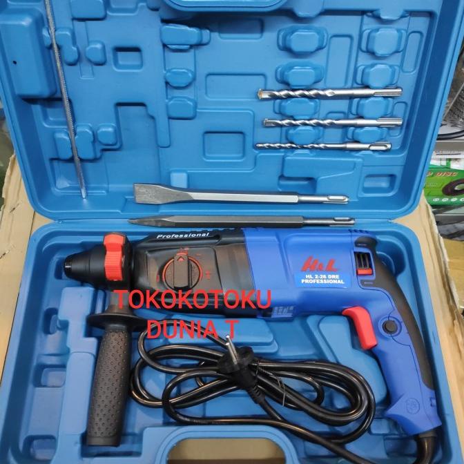 Mesin Bor Bobok Beton Rotary Hammer H&L HL 2-26 DRE Set Mata Bobok