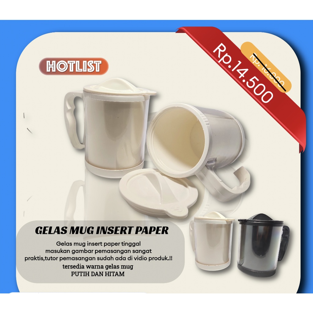 Gelas mug 300ml INSERT PAPER/ Gelas mug polosan