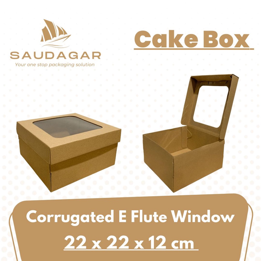 Cake box corrugated / kardus kue tebal premium E Flute 22x22x12 cm